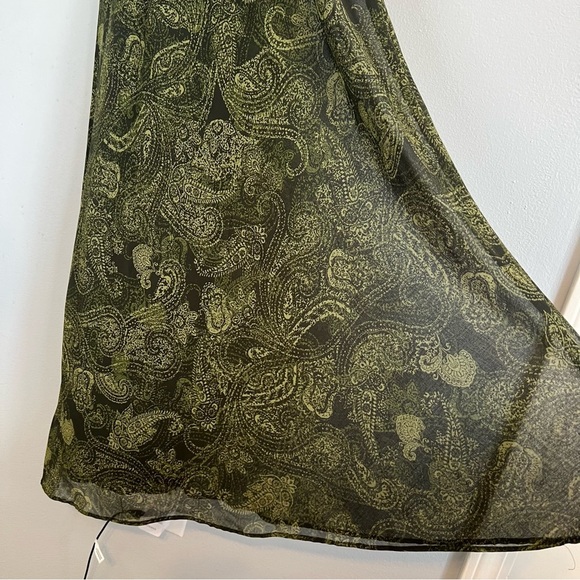 Studio I Sleeveless Maxi Dress Paisley Olive Green Sz 8 Flowy Romantic Y2K 90s - Picture 15 of 15